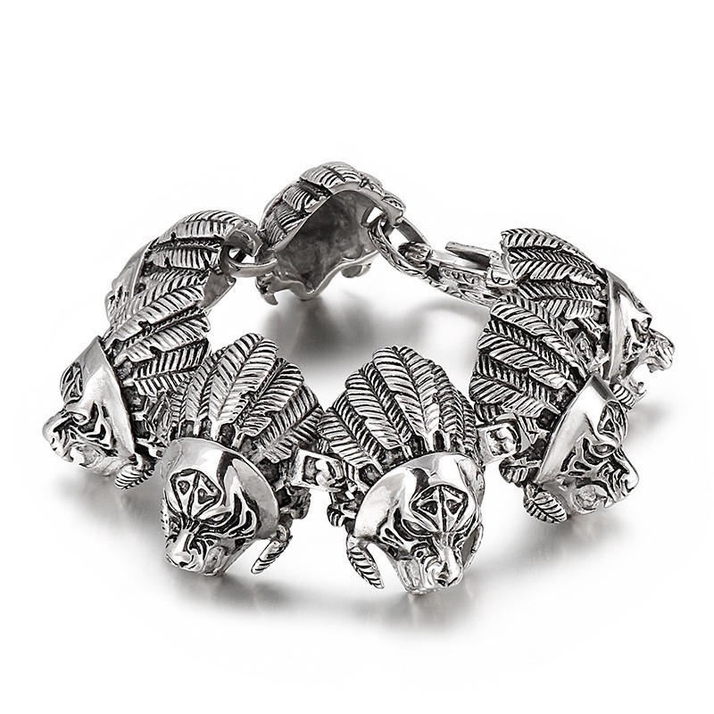 Cool General Warrior Head Titanium Bracelet For Men Cool General Warrior Head Titanium Bracelet For Men
