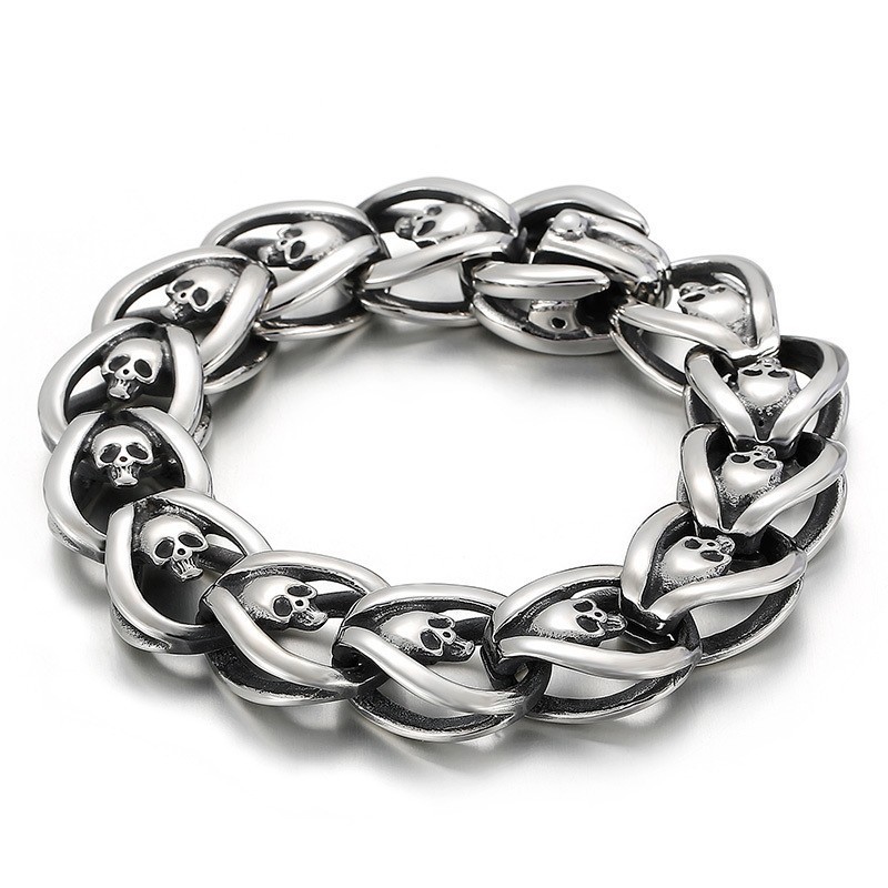 Fashion Men's Titanium Skull Bracelet
