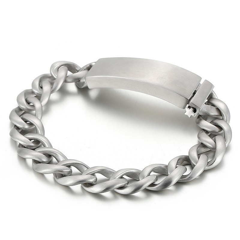 Street Cool Men's Titanium Bracelet With Sand Finish Street Cool Men's Titanium Bracelet With Sand Finish