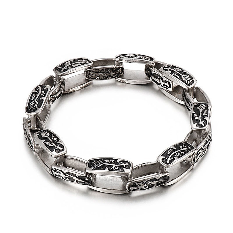 Patterned Titanium Bracelet Hipster Men's Fashion Accessory