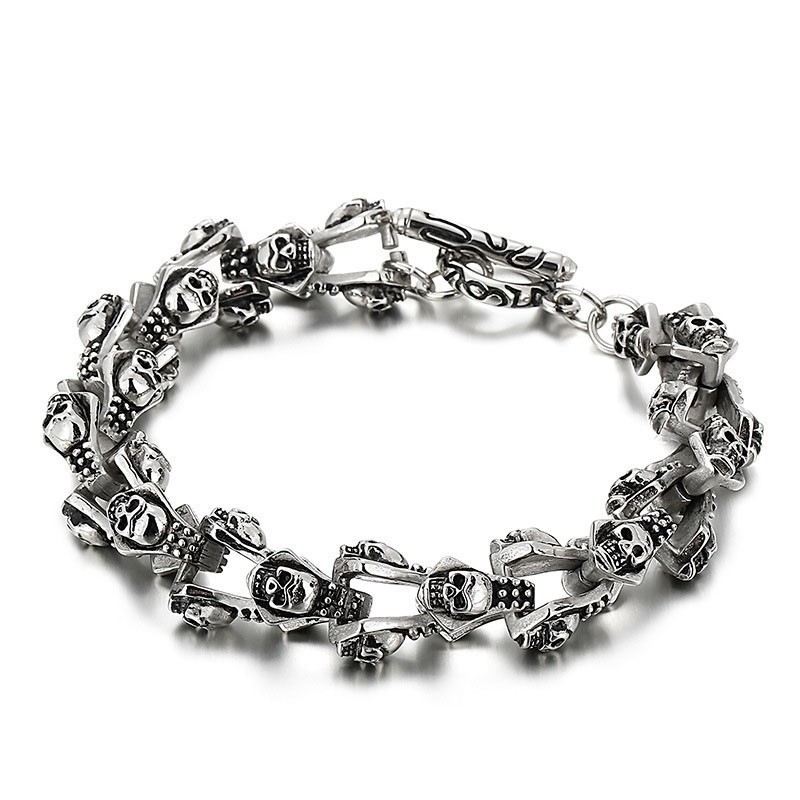 Chic Men's Skull Ghost Head Casting Titanium Bracelet