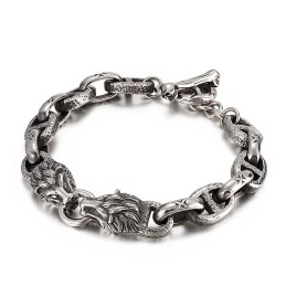 Fashion Titanium Day Word Chain Lion Head Men's Bracelet Stage Accessories