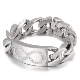 Chic Style 8 Words With Diamonds Men's Titanium Bracelets