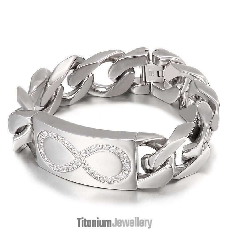 Chic Style 8 Words With Diamonds Men's Titanium Bracelets Chic Style 8 Words With Diamonds Men's Titanium Bracelets