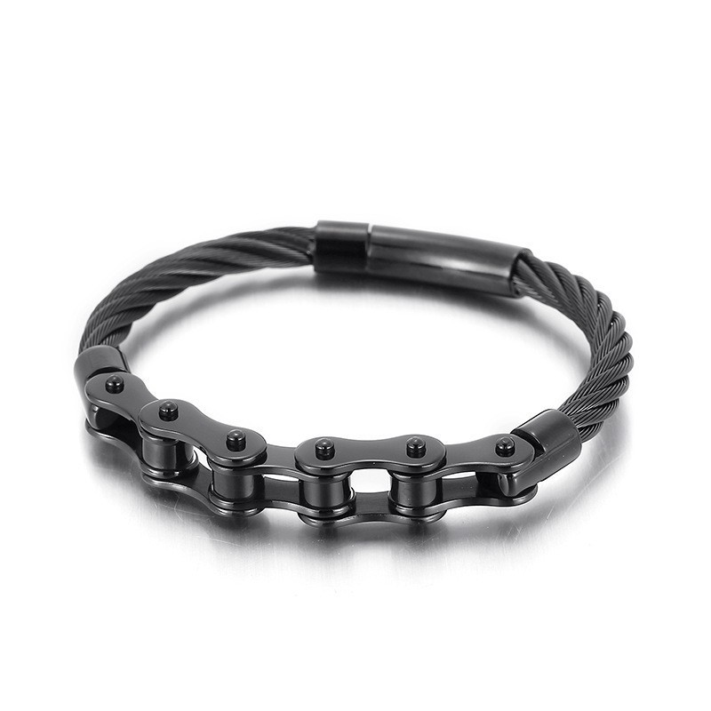 Chic Style Titanium Men And Women Biker Chain Splicing Bracelet Chic Style Titanium Men And Women Biker Chain Splicing Bracelet