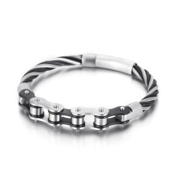 Chic Style Titanium Men And Women Biker Chain Splicing Bracelet