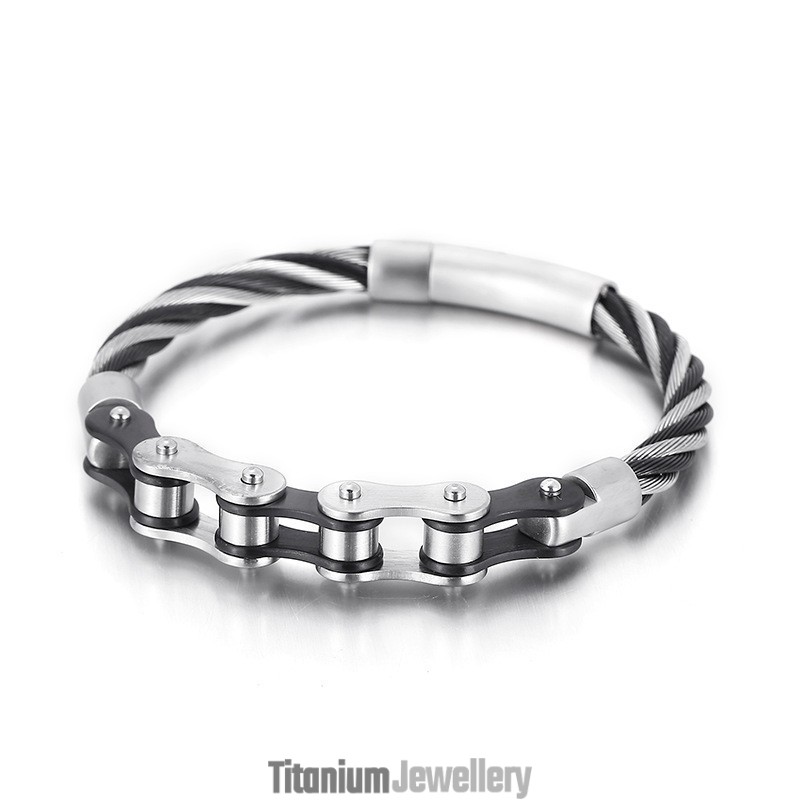 Chic Style Titanium Men And Women Biker Chain Splicing Bracelet Chic Style Titanium Men And Women Biker Chain Splicing Bracelet