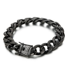 Biker Chain With Diamond Dragon Beard Buckle Bracelet