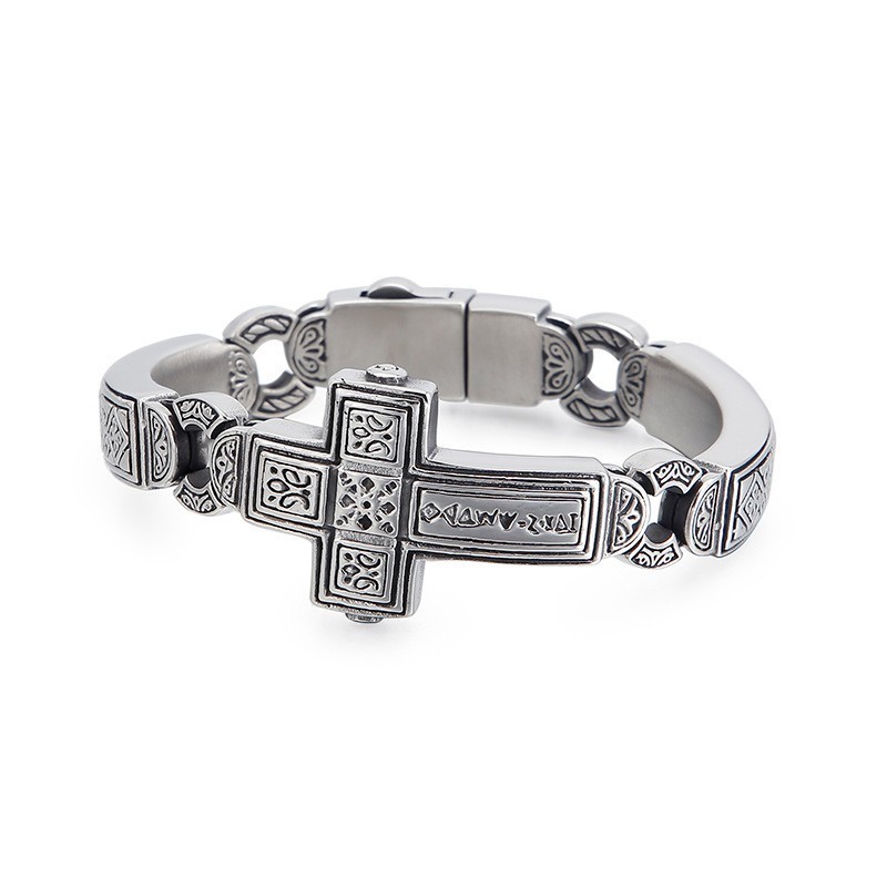 Chic Men's Bent Cross Titanium Bracelet Chic Men's Bent Cross Titanium Bracelet
