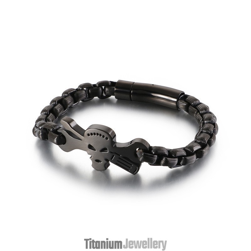 Men's Titanium Skull Bracelet