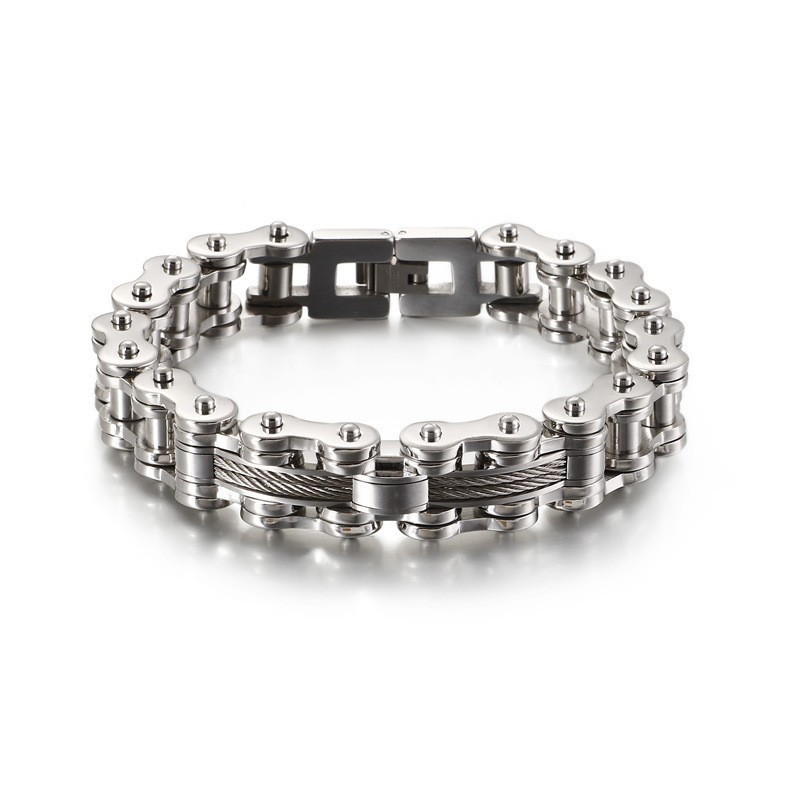 Titanium Men's Tide Bracelet Rock Biker Chain Bracelet Titanium Men's Tide Bracelet Rock Biker Chain Bracelet