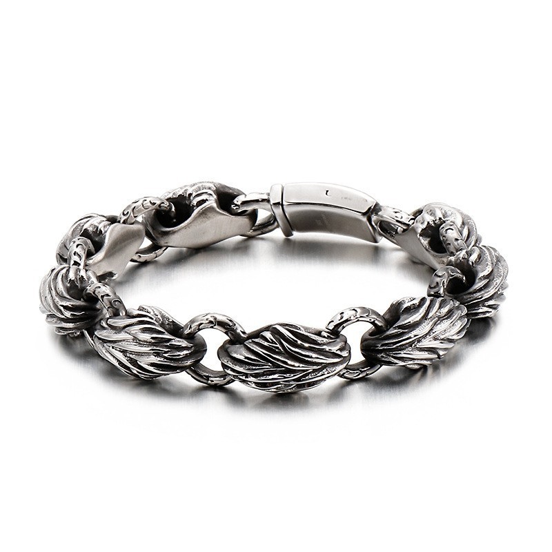 Version Of The Tide Men's Titanium Leaf Bracelet Version Of The Tide Men's Titanium Leaf Bracelet
