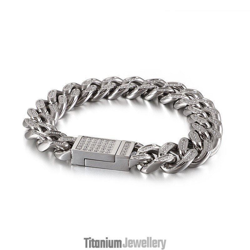 Titanium Men's Hip-Hop Bracelets With Diamonds Titanium Men's Hip-Hop Bracelets With Diamonds