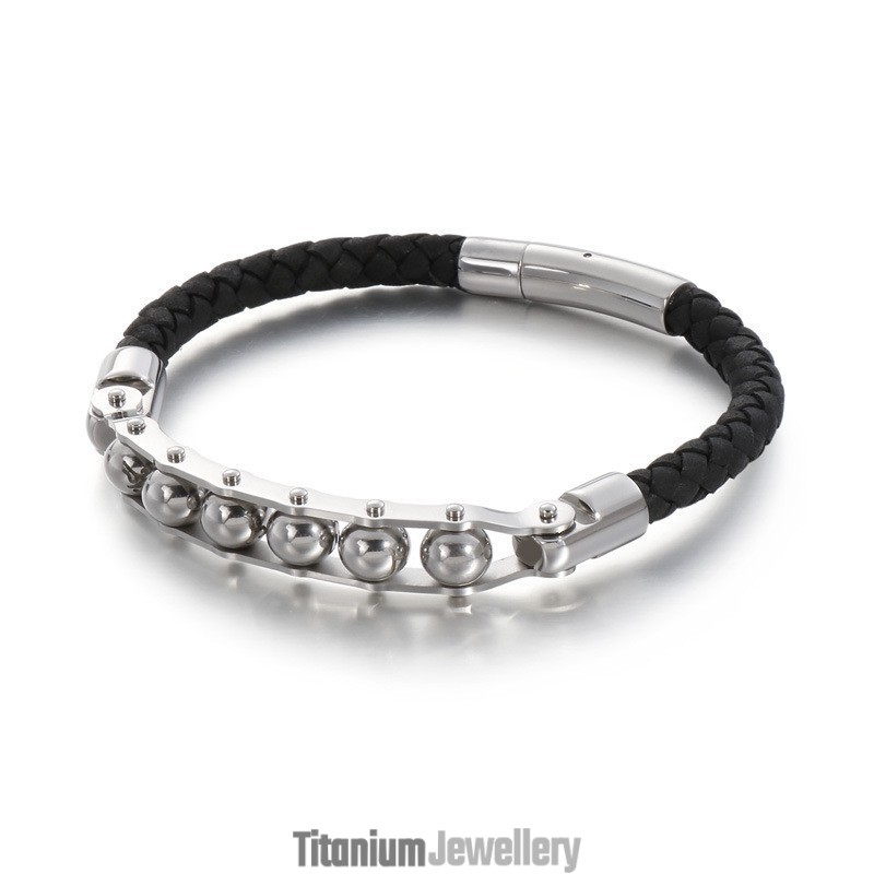 Fashion Round Beads Men's Braided Leather Bracelets Fashion Round Beads Men's Braided Leather Bracelets