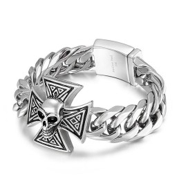 Cool Men's Cross Skull Bracelet