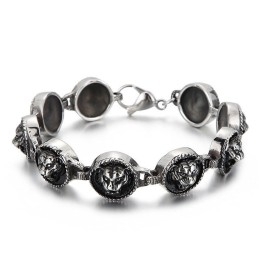 Cool Hip-Hop Style Tiger Head Round Titanium Bracelet For Men