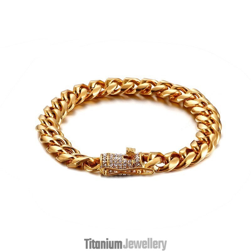 Hip-Hop Tide Men's Titanium Bracelet With Diamon Hip-Hop Tide Men's Titanium Bracelet With Diamon