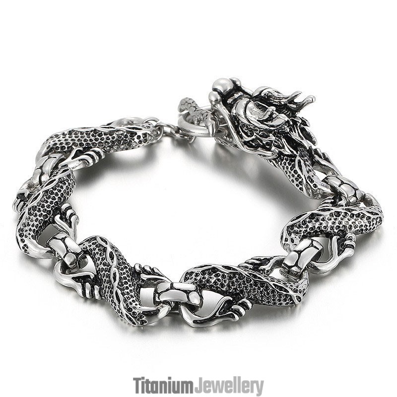 Cool Men's Titanium Dragon Bracelet Cool Men's Titanium Dragon Bracelet