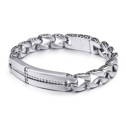 Titanium Cross With Diamonds Bracelet For Men Titanium Vintage Jewelry