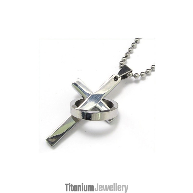 Men's Pure Titanium Cross Necklace Pendant Chain (New) Men's Pure Titanium Cross Necklace Pendant Chain (New)