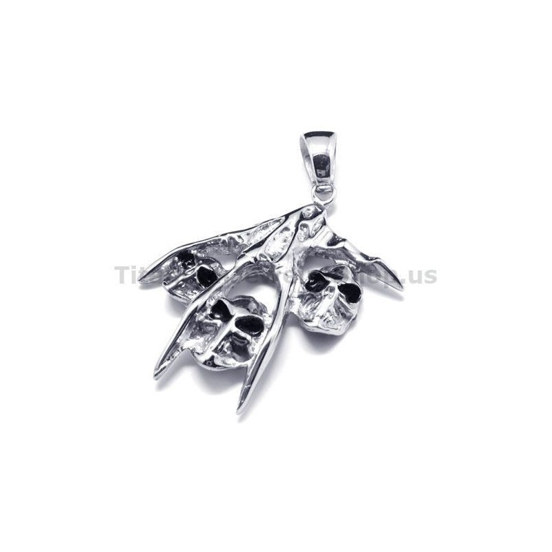 Pure Titanium Skull Design Pendant - Free Chain