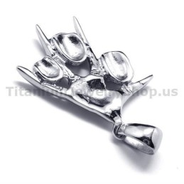 Pure Titanium Skull Design Pendant - Free Chain