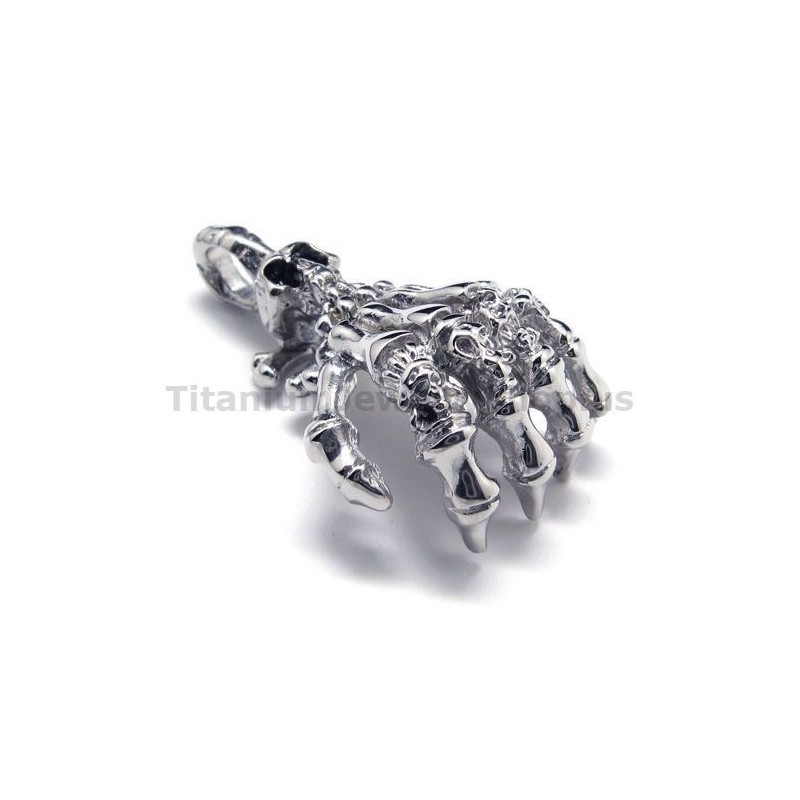 Pure Titanium Hand Bone Design Pendant - Free Chain