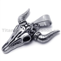 Vintage Native American Titanium Buffalo Skull Pendant - Free Chain