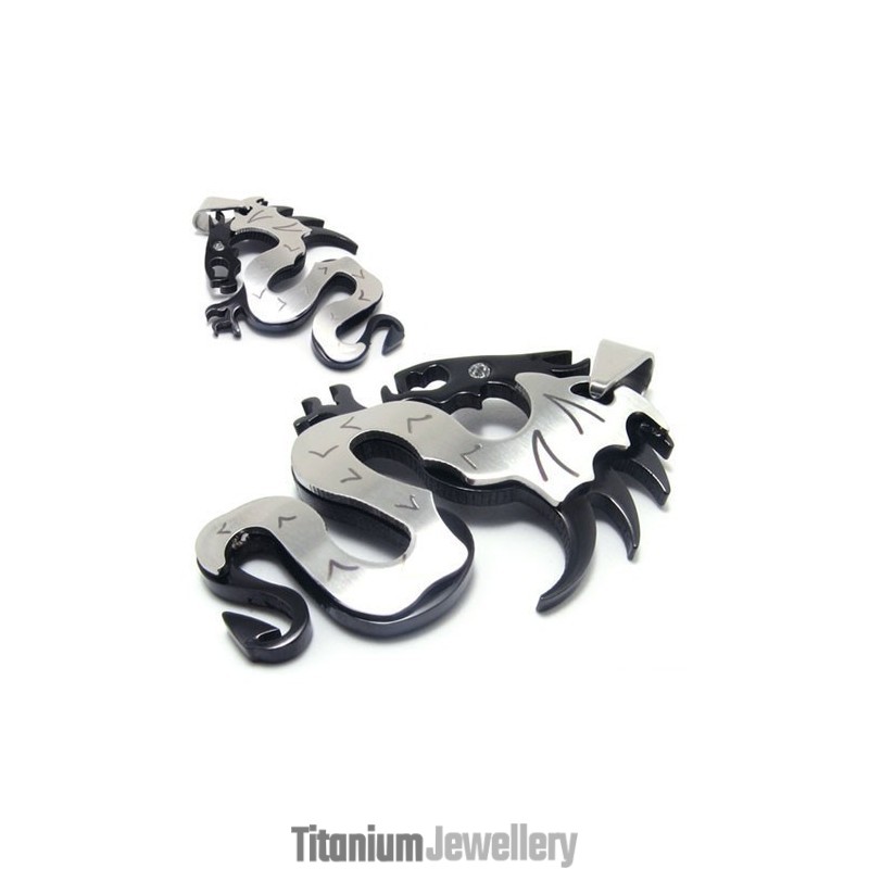 Black Dragons Mens Titanium Necklace Pendant Black Dragons Mens Titanium Necklace Pendant