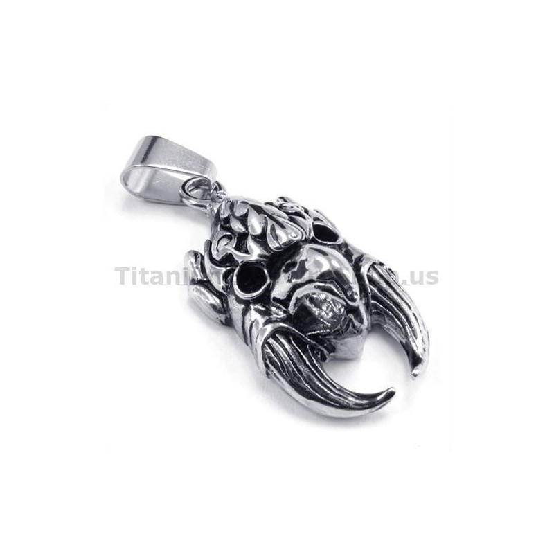 Titanium Hawk Skull Pendant - Free Chain
