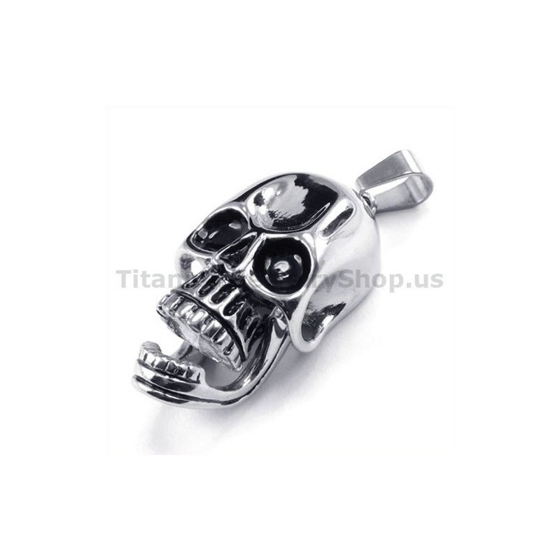 Pure Titanium Skull Design Pendant - Free Chain