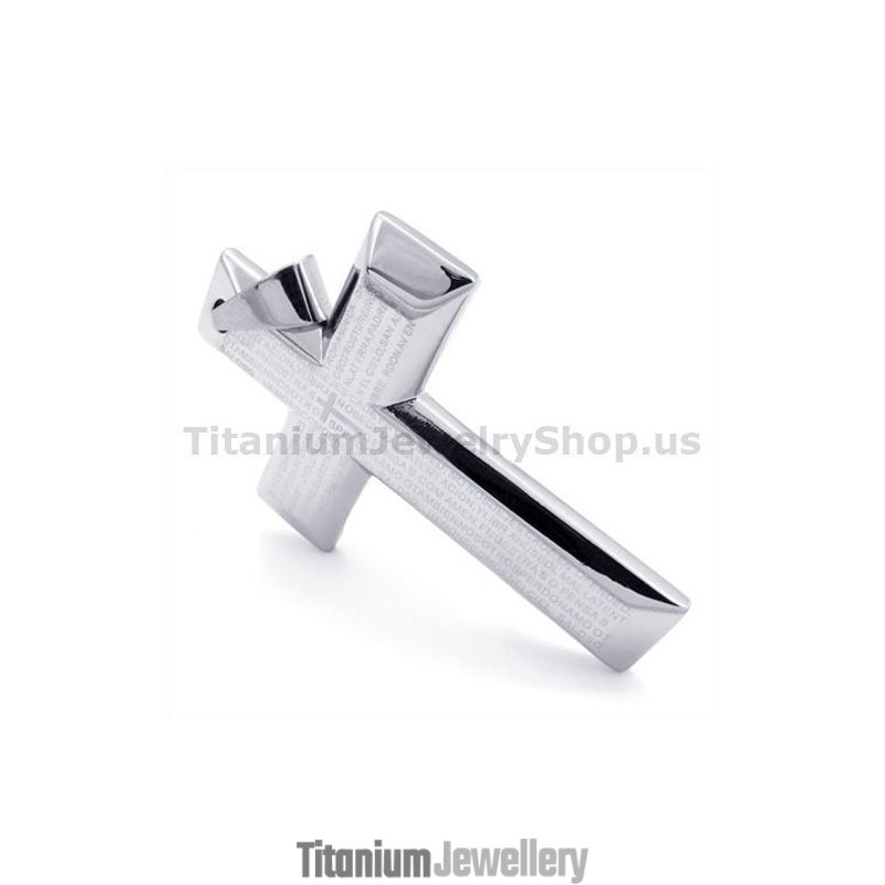 Silver Color Titanium Cross Pendant - Free Chain