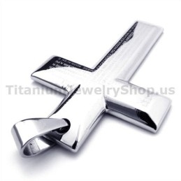 Silver Color Titanium Cross Pendant - Free Chain