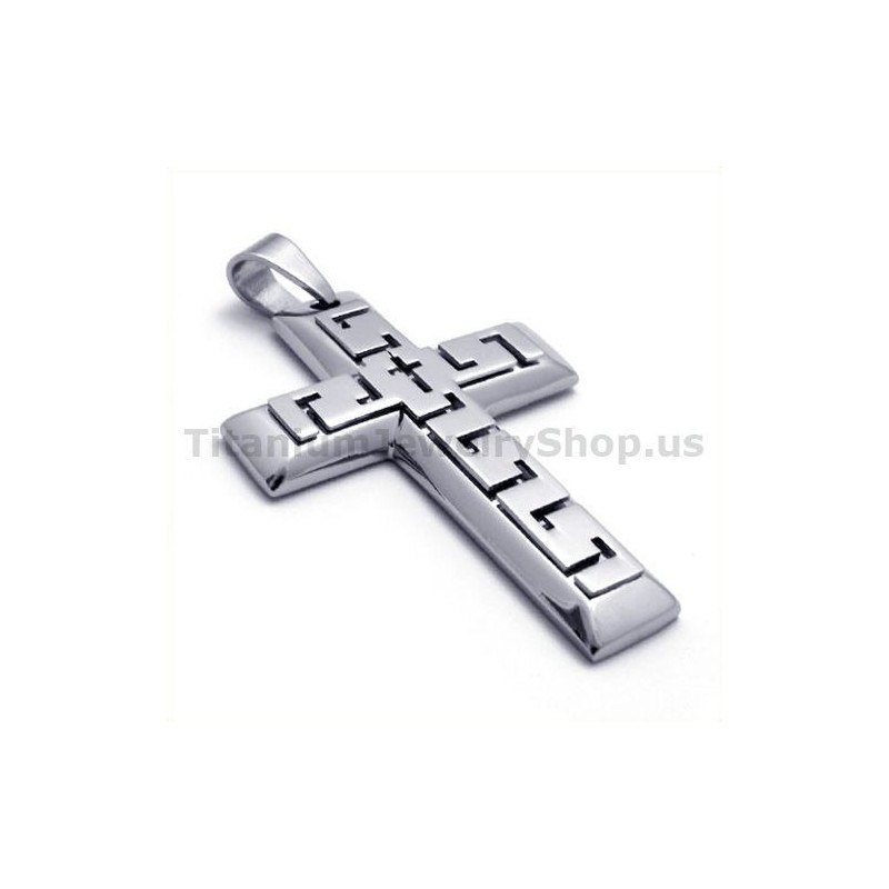 Silver Cross Titanium Pendant - Free Chain
