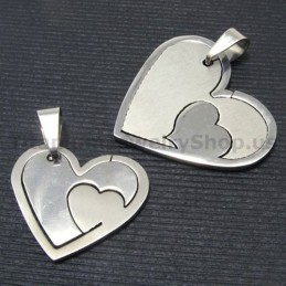 Matching Set Sweetheart Titanium Lovers Pendants-Free Chains