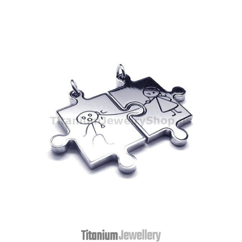 Jigsaw Puzzle Titanium Lovers Pendants-Free Chains Jigsaw Puzzle Titanium Lovers Pendants-Free Chains