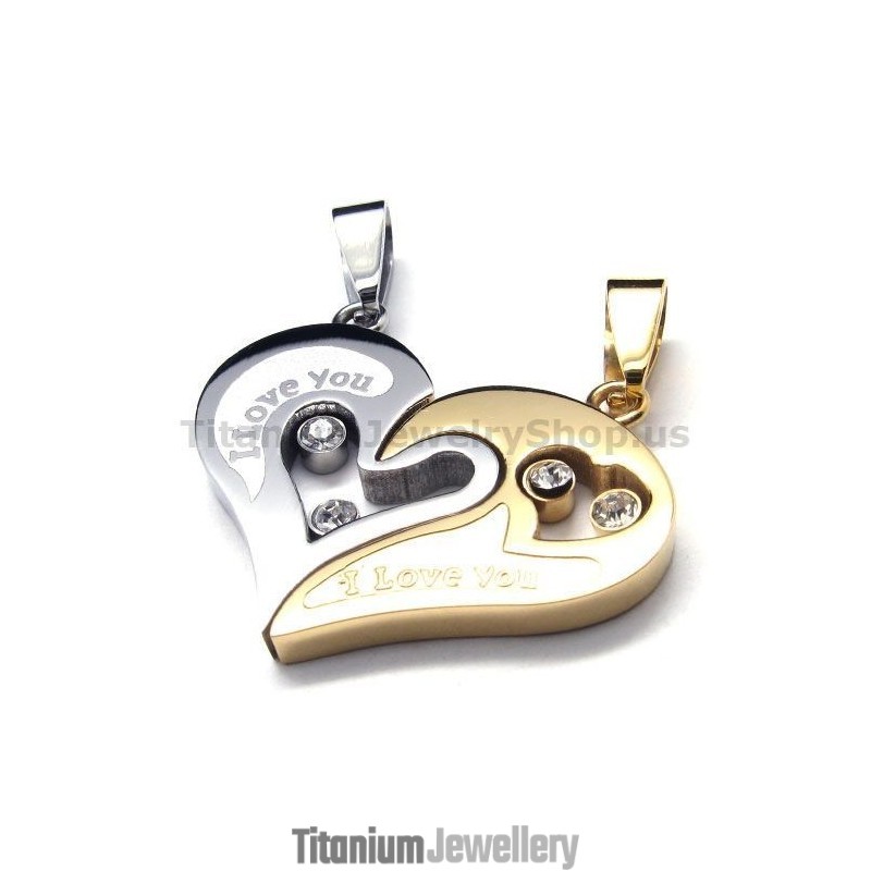 Sweetheart Titanium Lovers Pendants With Diamonds-Free Chains Sweetheart Titanium Lovers Pendants With Diamonds-Free Chains