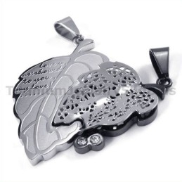 Love You Titanium Lovers Pendants With Diamonds-Free Chains