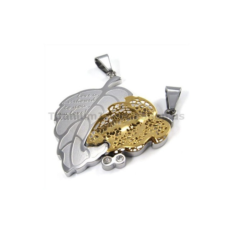 Love You Titanium Lovers Pendants With Diamonds-Free Chains