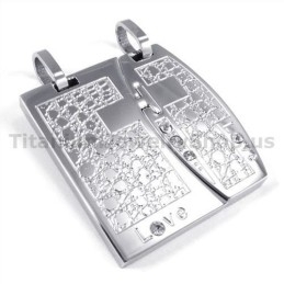 Love Titanium Lovers Pendants With Diamonds-Free Chains