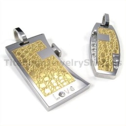 Love Gloden Titanium Lovers Pendants With Diamonds-Free Chains