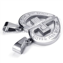 Love You Really Titanium Lovers Pendants With Diamond-Free Chains