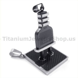 Socket And Plug Black Titanium Lovers Pendants-Free Chains