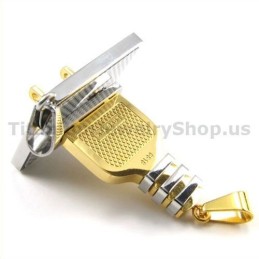 Socket And Plug Gloden Titanium Lovers Pendants-Free Chains