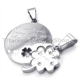 Four Leaves Clover Titanium Lovers Pendants-Free Chains