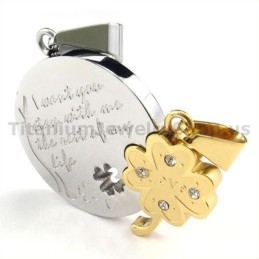 Gloden Four Leaves Clover Titanium Lovers Pendants-Free Chains