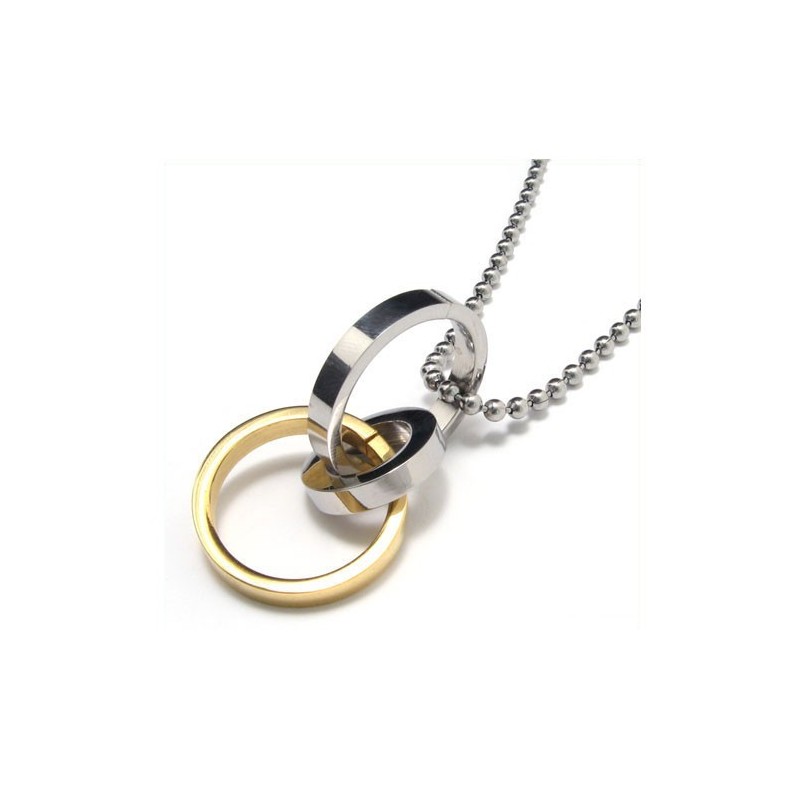 Men's Pure Titanium Three Rings Necklace Pendant Chain (New) Men's Pure Titanium Three Rings Necklace Pendant Chain (New)