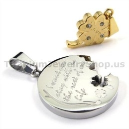 Gloden Four Leaves Clover Titanium Lovers Pendants-Free Chains
