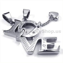 Love Titanium Lovers Pendants With Diamonds-Free Chains