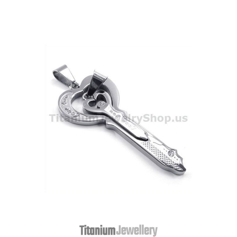 Love Titanium Lovers Key Pendants-Free Chains Love Titanium Lovers Key Pendants-Free Chains